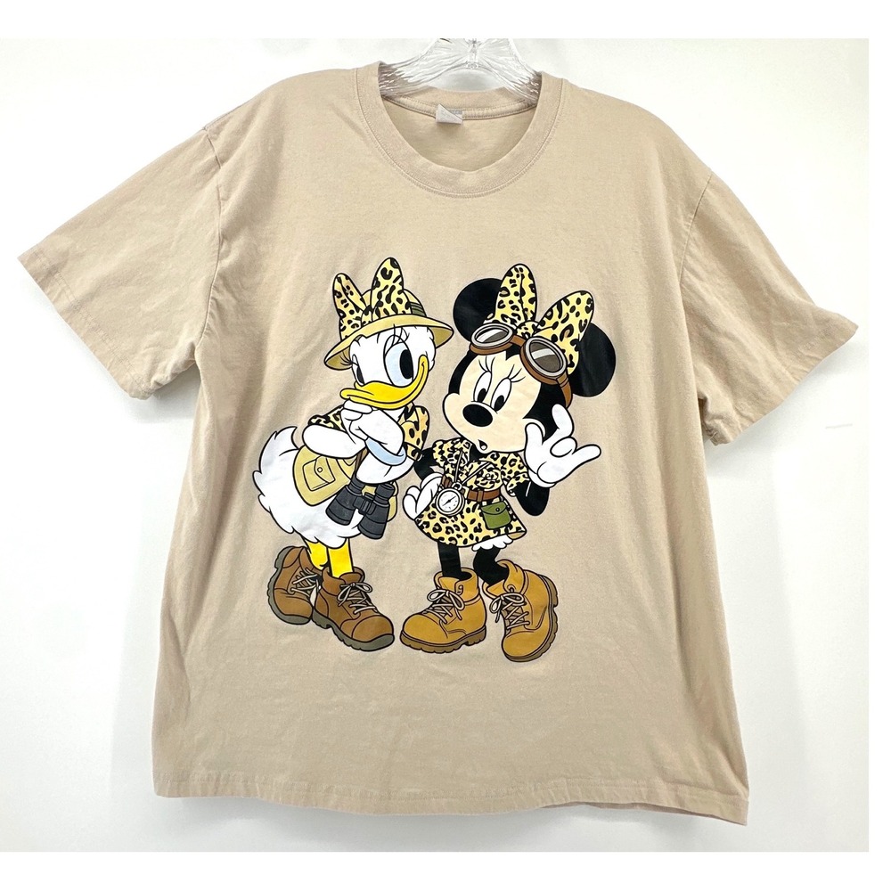 Disney Vacation Minnie Mouse Daisy Duck Safari T-Shirt Tan XL Animal Kingdom